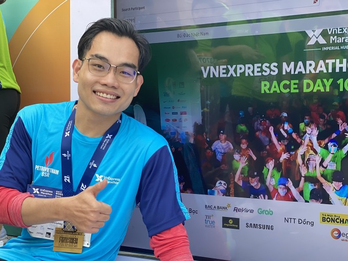 Khởi Quân tham dự giải chạy VnExpress Marathon. Ảnh: Nhân vật cung cấp