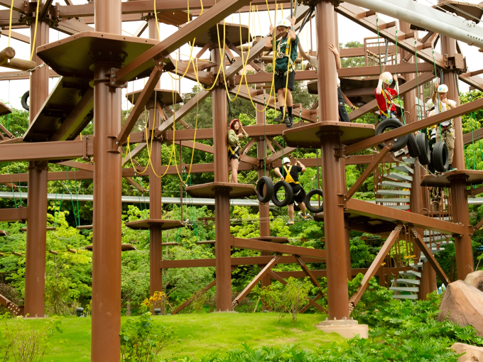 Hàng loạt trò thử thách như du dây thăng bằng – Rope Course sẽ có mặt tại Fantasy World: Ảnh: Novaland