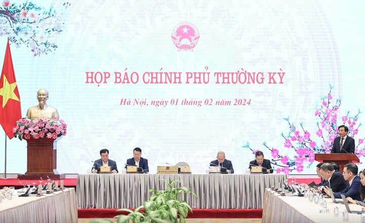 Họp báo Chính phủ thường kỳ tháng 1/2024. (Ảnh: VGP/Nhật Bắc)