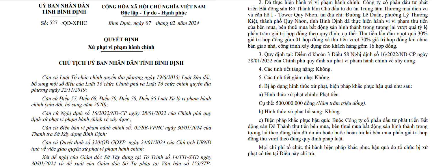 Bất động sản - Công ty BĐS Đô Thành bị xử phạt 500 triệu do thu tiền quá giá trị hợp đồng (Hình 2).