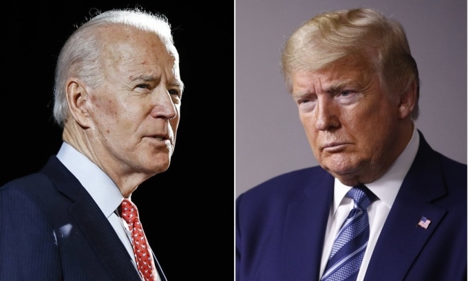 Tổng thống Mỹ Joe Biden (trái) và cựu tổng thống Donald Trump. Ảnh: AP