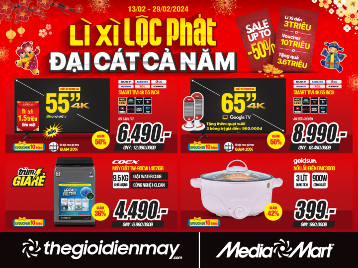 MediaMart lì xì và tặng voucher cho khách hàng mua sắm hàng điện máy đầu năm - 1