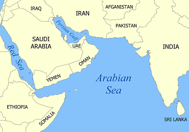 Vị trí biển Arab. Đồ họa: Wikipedia