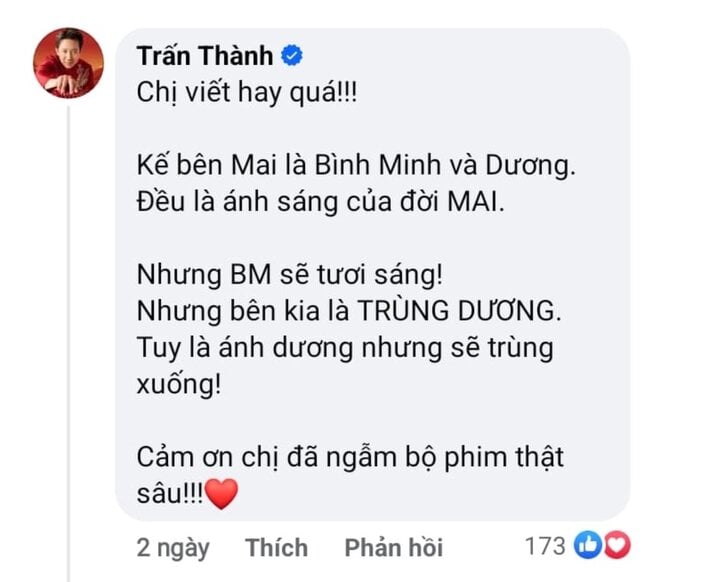 Trấn Thành lại gây tranh cãi khi giải thích ý nghĩa tên các nhân vật trong phim "Mai".