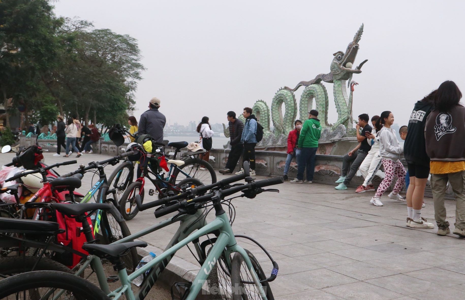 Nắng lên, dịch vụ cho thuê xe đạp ở hồ Tây sôi động, thu tiền triệu mỗi ngày ảnh 8