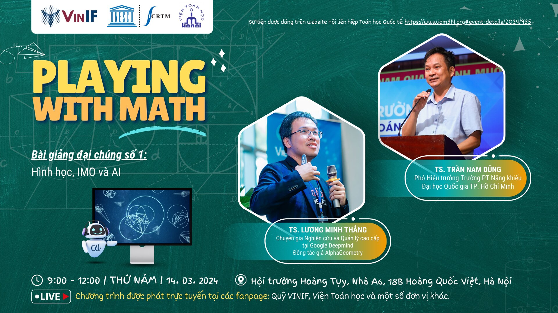 Cùng trải nghiệm trong Ngày Toán học quốc tế 'Playing With Math'- Ảnh 1.