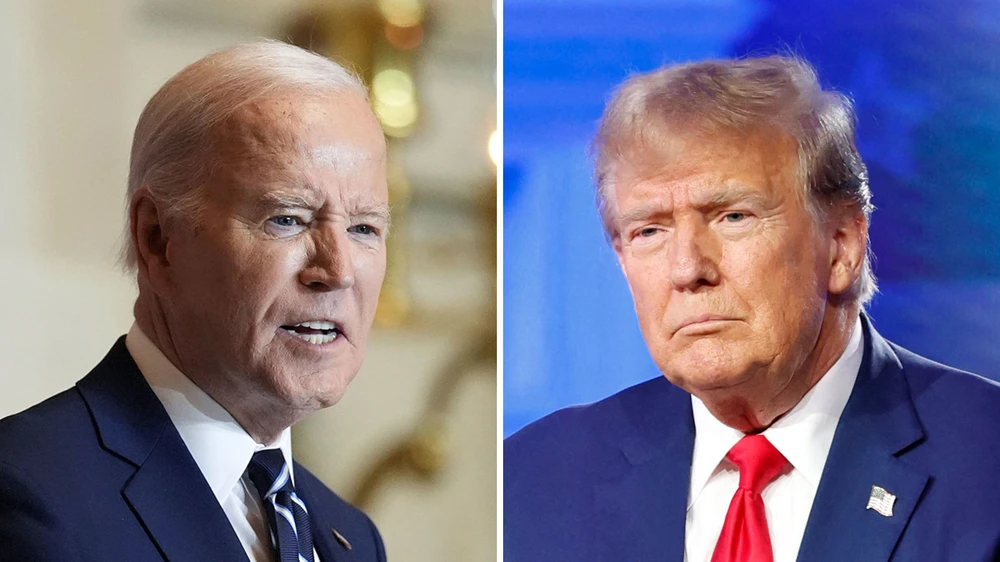 Đương kim Tổng thống Joe Biden (trái) và cựu Tổng thống Donald Trump sẽ tái đấu vào tháng 11 tới. Ảnh: CNN