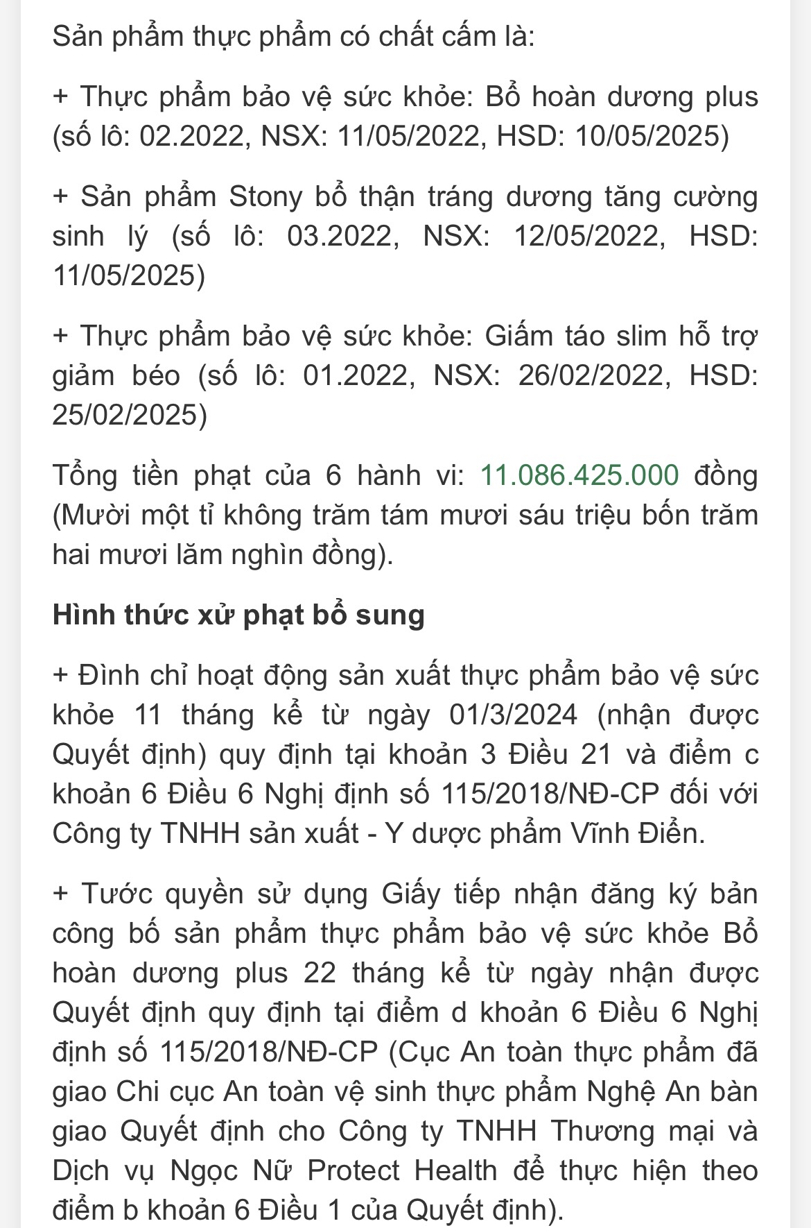 Một công ty sản xuất - y dược phẩm bị phạt hơn 11 tỉ đồng- Ảnh 1.