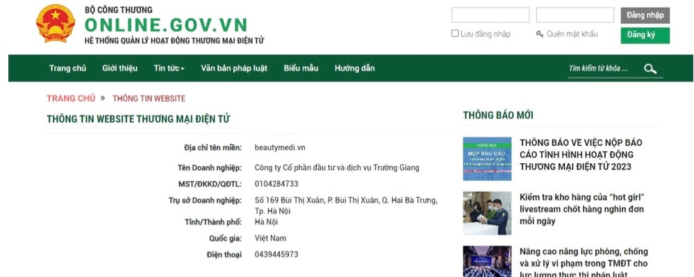 Ảnh chụp Website của Cục Thương mại điện tử và Kinh tế số – Bộ Công Thương.  