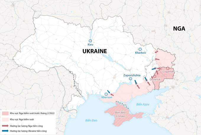 Cục diện chiến trường Ukraine. Đồ họa: Washington Post