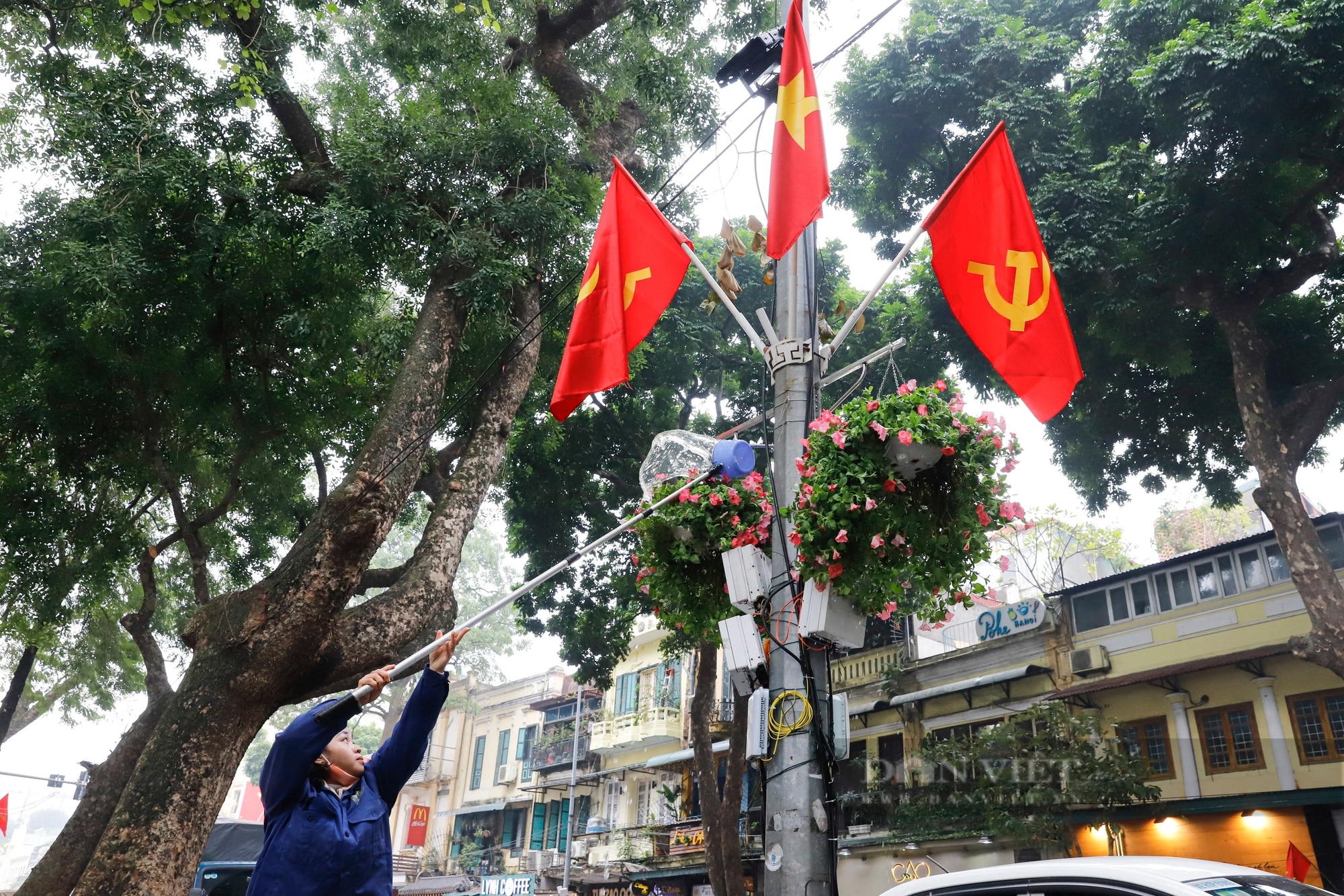 Sắc đào bung nở bên thảm hoa tuyệt đẹp quanh Hồ Gươm - Ảnh 11.