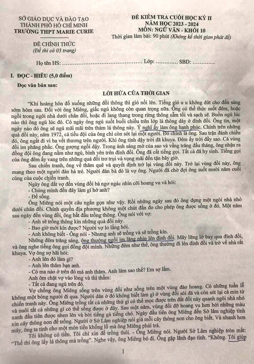 Đề văn Trường THPT Marie Curie quá dài, đọc đề mất 30 phút?- Ảnh 2.