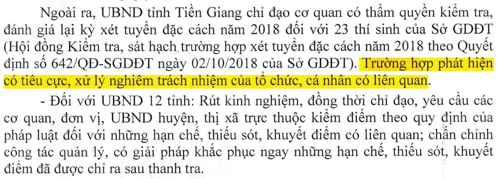 Thanh tra Chính phủ kiến nghị xử lý nghiêm trách nhiệm nếu phát hiện tiêu cực trong xét tuyển đặc cách. Ảnh: Chụp tài liệu