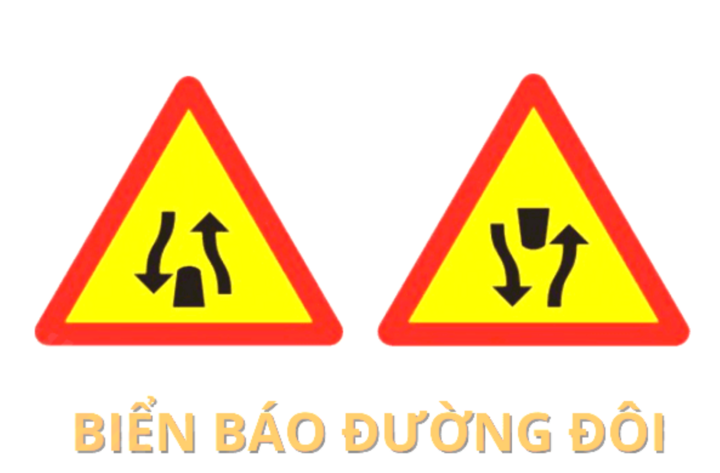 Biển báo đường đôi (trái) và kết thúc đường đôi.