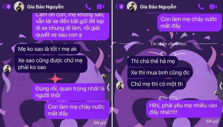 Thảo Vân chia sẻ tin nhắn động viên của con trai.