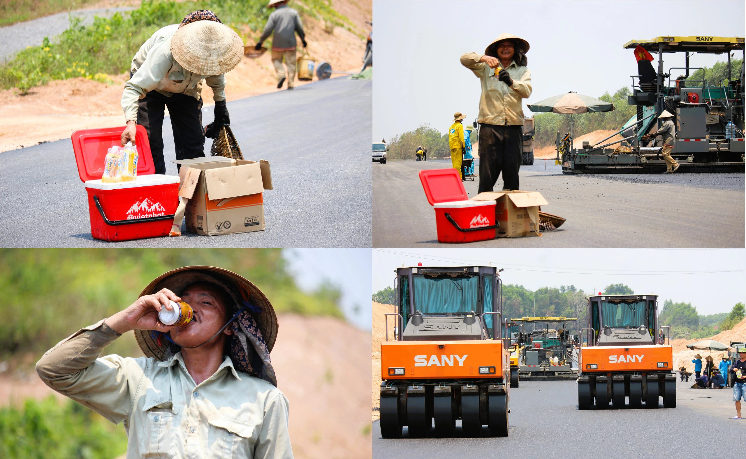 Hối hả thảm bê tông nhựa cao tốc Vạn Ninh – Cam Lộ giữa cái nắng cháy da- Ảnh 8.