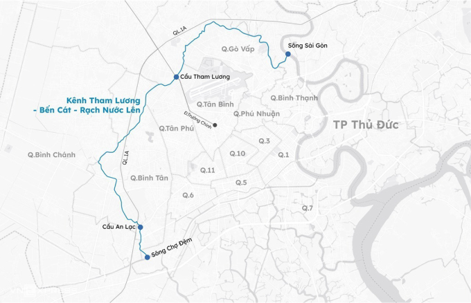 Một đoạn kênh Tham Lương, năm 2030. Ảnh: Thanh Tùng