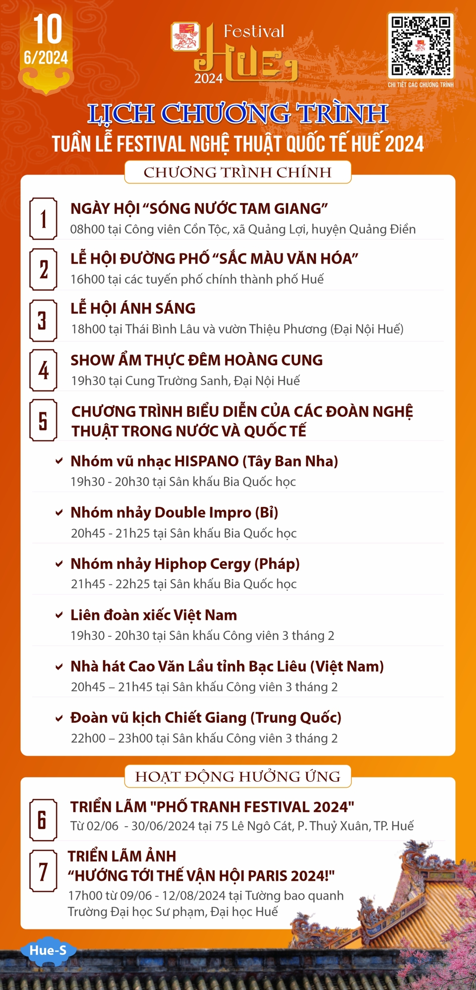 Lịch các chương trình Tuần lễ Festival nghệ thuật Quốc tế Huế 2024 ngày 10/6 - Ảnh 1