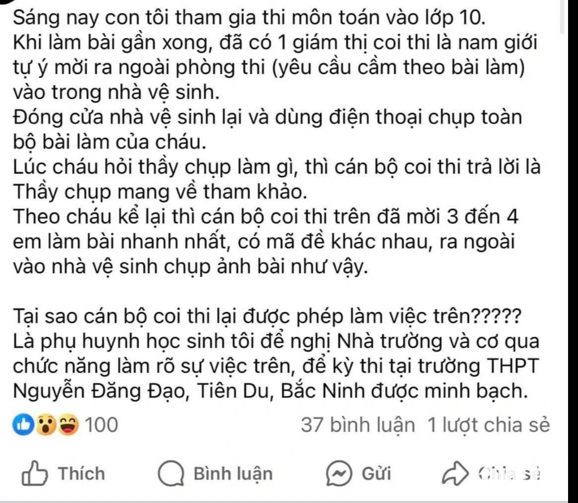 Bài viết được đăng tải trên một trang mạng xã hội - Ảnh: chụp màn hình