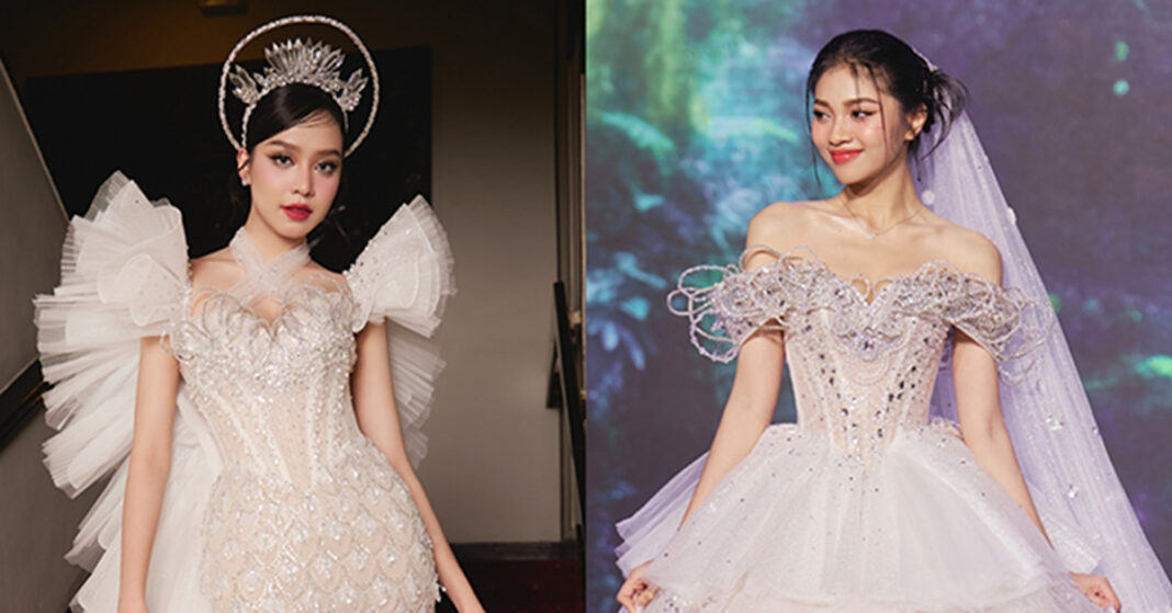 Hoa hậu Thanh Thủy, á hậu Minh Kiên quyến rũ với váy cưới
