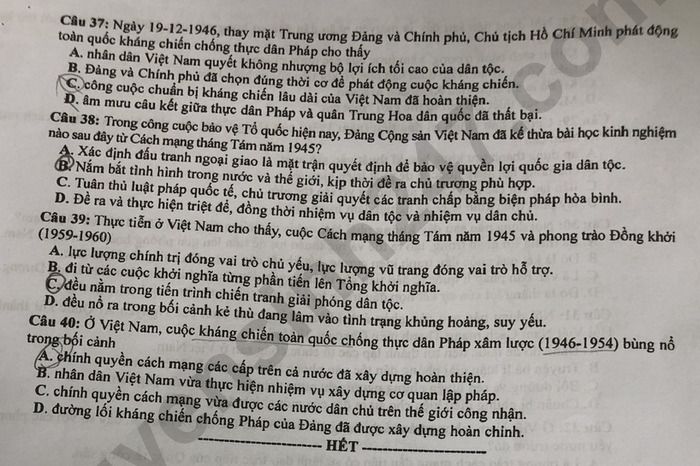 Đề thi môn Sử tốt nghiệp THPT 3 năm gần đây có đáp án- Ảnh 4.