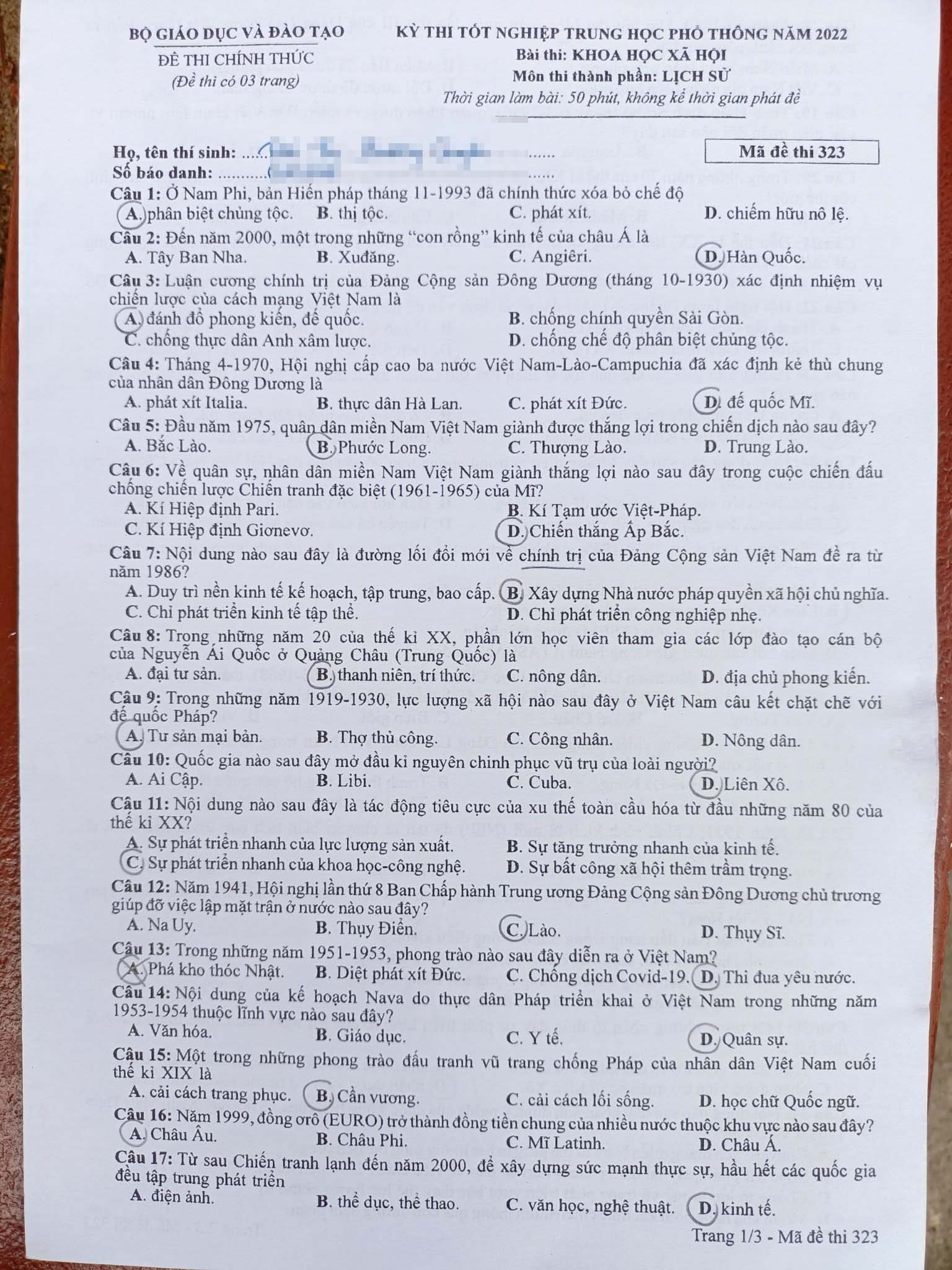 Đề thi môn Sử tốt nghiệp THPT 3 năm gần đây có đáp án- Ảnh 6.