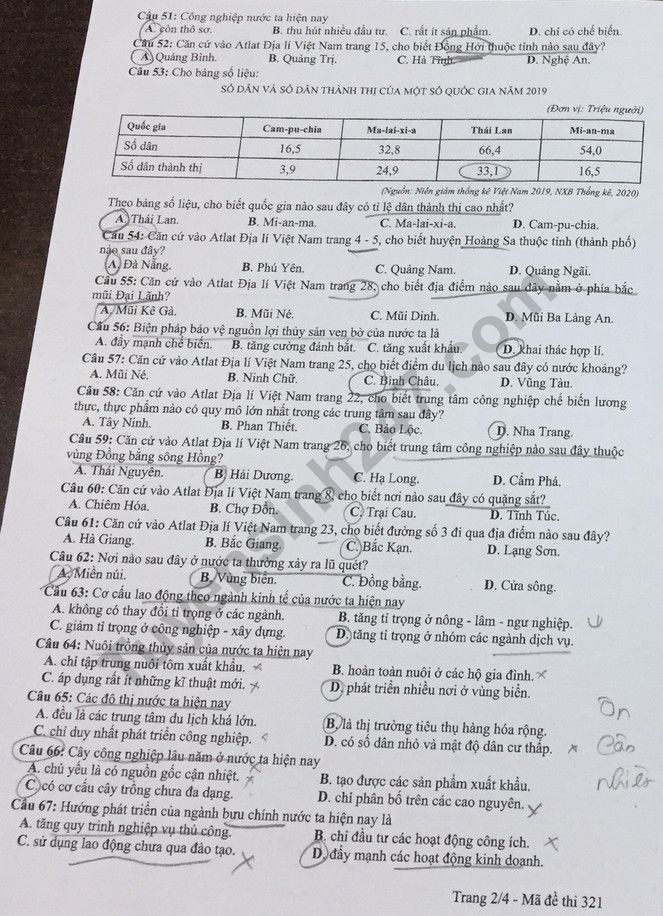 Đề thi môn Địa tốt nghiệp THPT 3 năm gần đây có đáp án tất cả các mã đề- Ảnh 11.