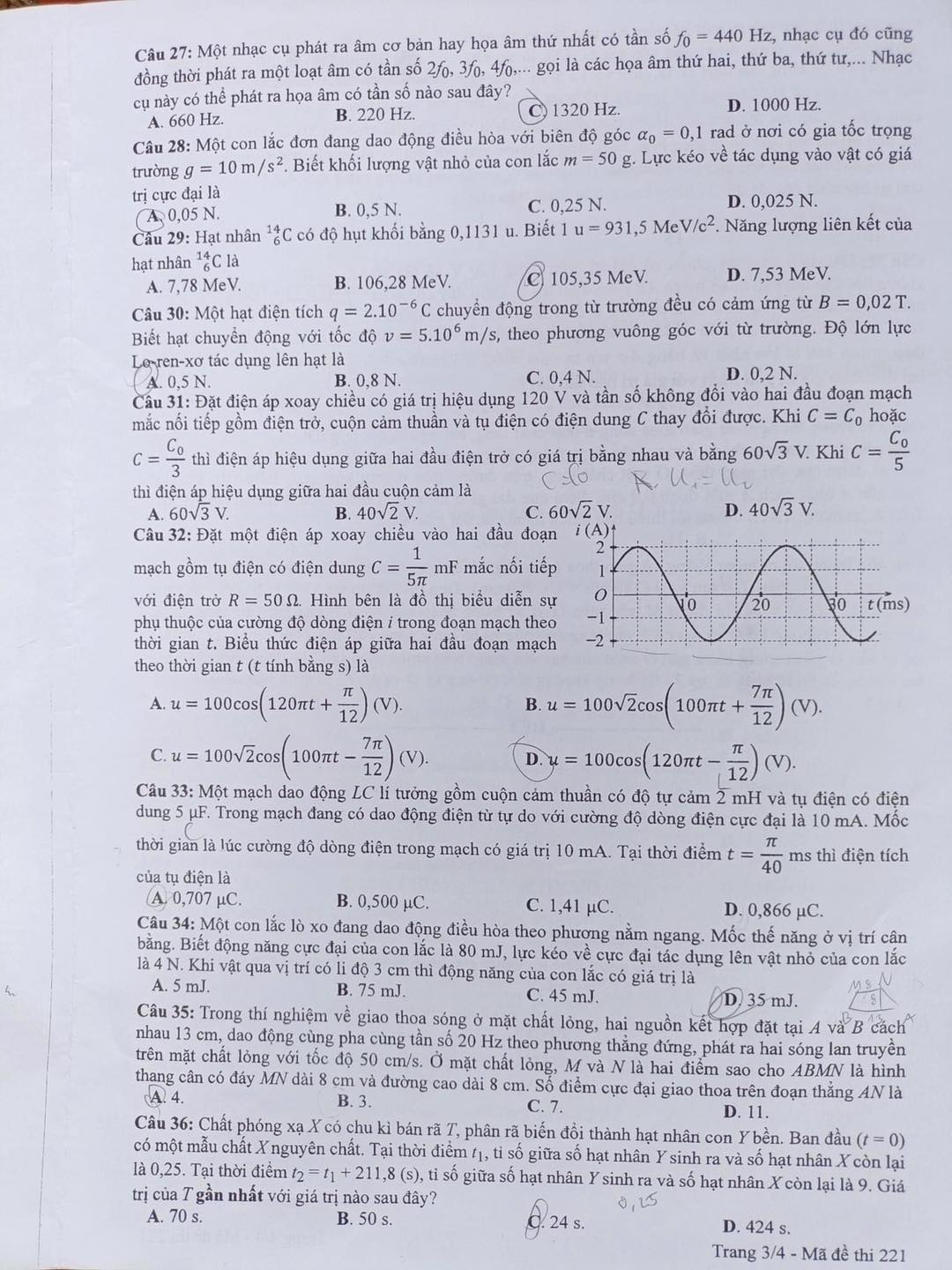 Đề thi môn Vật lý tốt nghiệp THPT 3 năm gần đây có đáp án full mã đề - Ảnh 8.