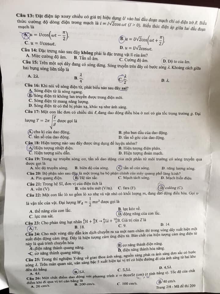 Đề thi môn Vật lý tốt nghiệp THPT 3 năm gần đây có đáp án full mã đề - Ảnh 12.