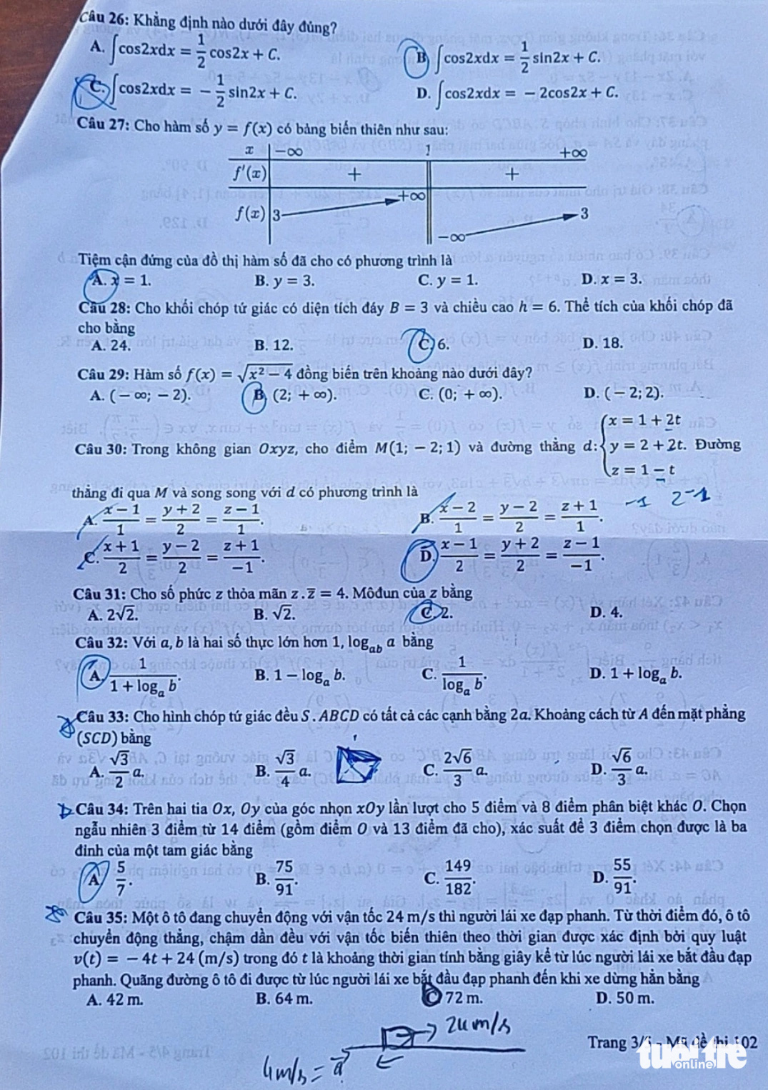 Đã có đề thi toán kỳ thi tốt nghiệp THPT 2024, nhiều thí sinh nói đề vừa sức- Ảnh 20.