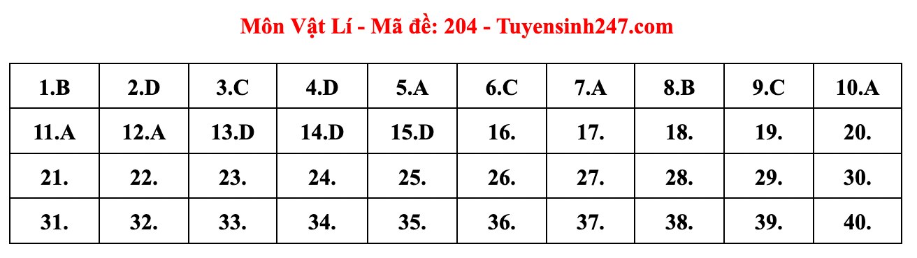 Đáp án môn Vật lý tốt nghiệp THPT 2024 full mã đề chuẩn nhất- Ảnh 2.