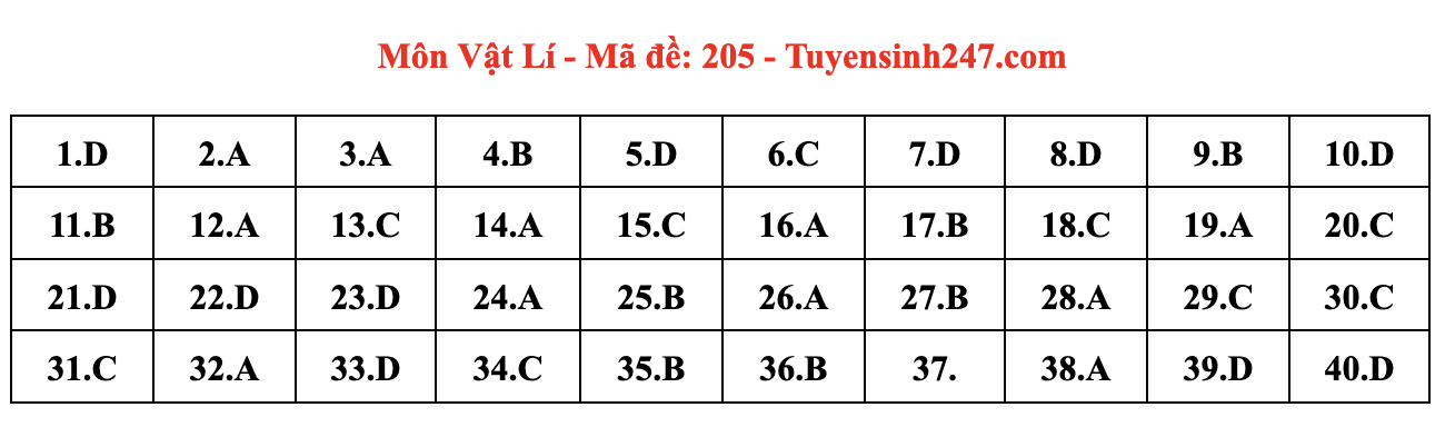 Đáp án môn Vật lý tốt nghiệp THPT 2024 full mã đề chuẩn nhất- Ảnh 3.