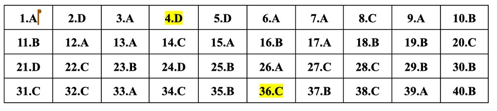 Cập nhật đáp án gợi ý 24 mã đề môn vật lý thi tốt nghiệp THPT năm 2024 - 10