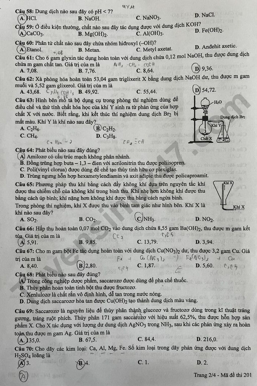 Cập nhật đề thi vật lý, hóa học, sinh học kỳ thi tốt nghiệp THPT - 2