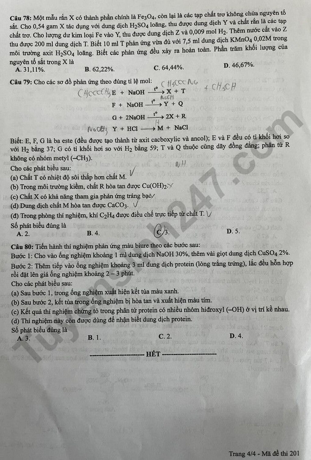 Cập nhật đề thi vật lý, hóa học, sinh học kỳ thi tốt nghiệp THPT - 4