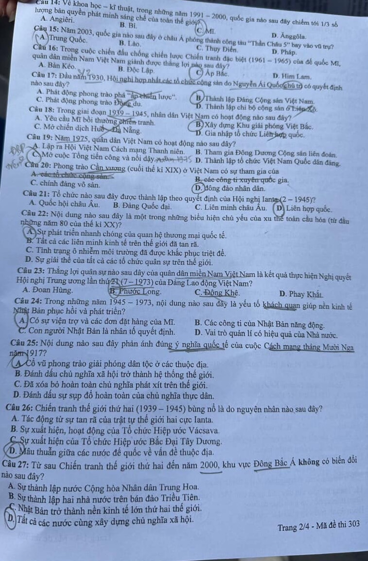 Đề thi môn Lịch sử, Địa lý, Giáo dục Công dân tốt nghiệp THPT 2024 nóng nhất- Ảnh 3.