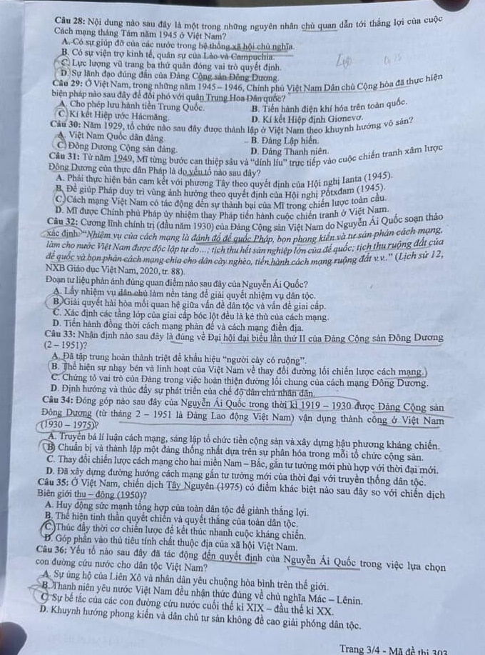 Đề thi môn Lịch sử, Địa lý, Giáo dục Công dân tốt nghiệp THPT 2024 nóng nhất- Ảnh 4.