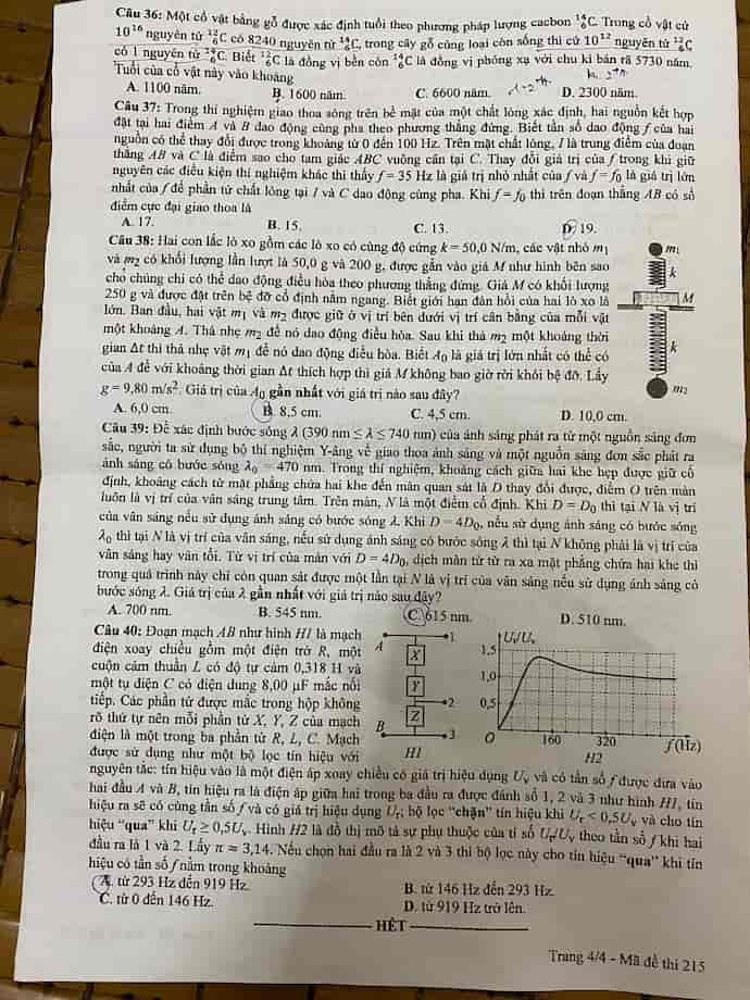 Đề thi môn Vật lý, Hóa học, Sinh học tốt nghiệp THPT 2024 nhanh nhất- Ảnh 9.