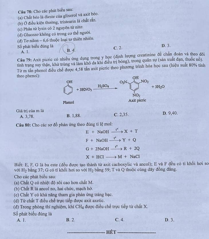 Đề thi môn Vật lý, Hóa học, Sinh học tốt nghiệp THPT 2024 nhanh nhất- Ảnh 17.