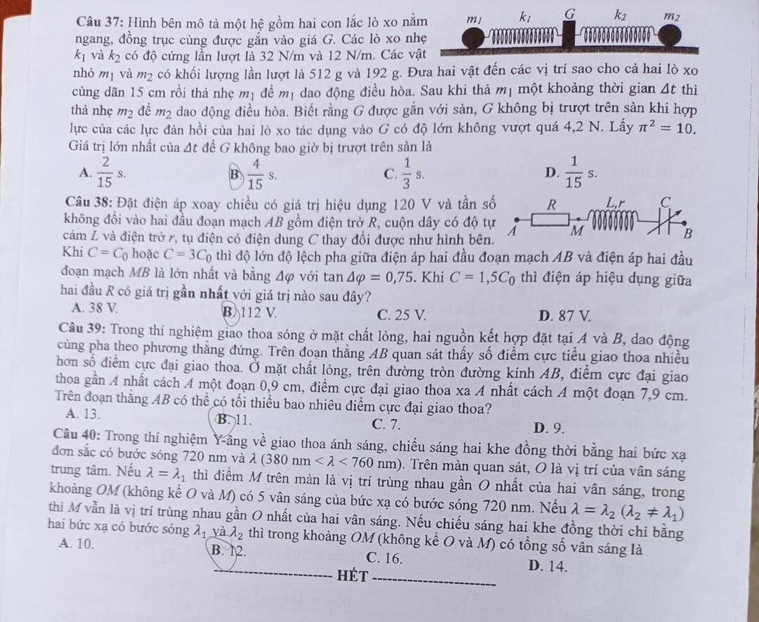 Đề thi môn Vật lý tốt nghiệp THPT 3 năm gần đây có đáp án full mã đề - Ảnh 9.