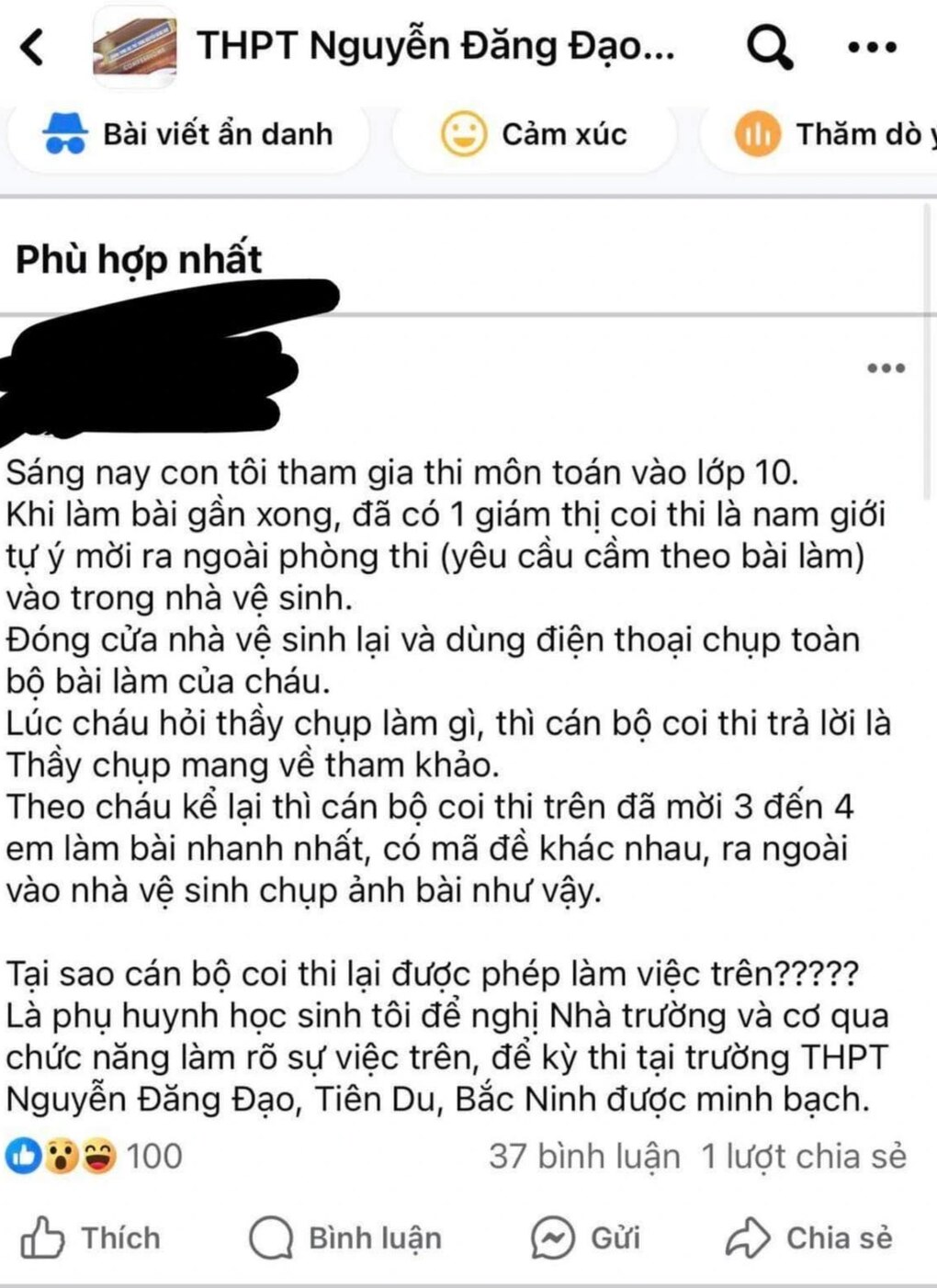 Nghi án giám thị chụp bài thi trong WC: Yêu cầu xử lý công khai, minh bạch - 1