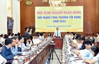 Hội nghị do Thống đốc NHNN Nguyễn Thị Hồng và Phó Thống đốc Thường trực Đào Minh Tú đồng chủ trì. (Ảnh: NHNN)