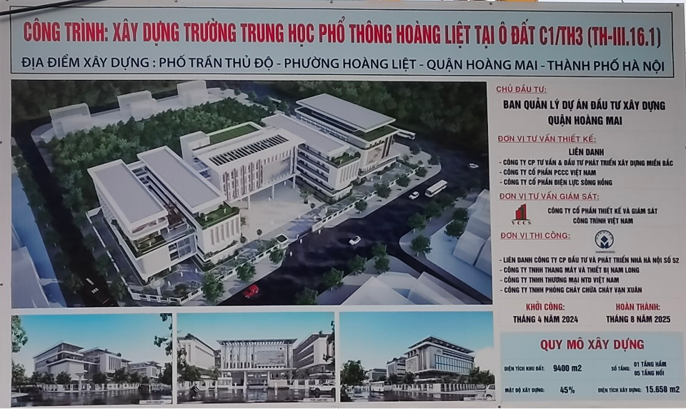 Quận Hoàng Mai cùng lúc tiến hành 7 dự án xây dựng trường học. Ảnh: AT