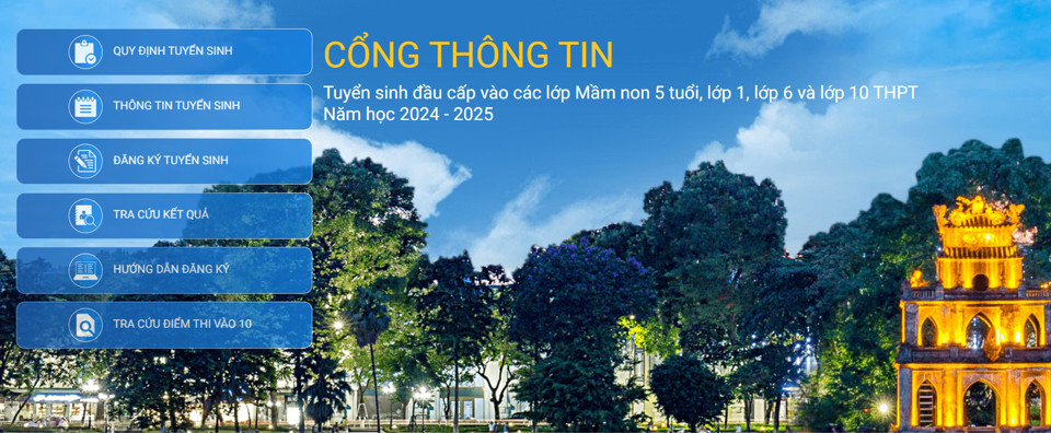 Cổng tuyển sinh trực tuyến của Hà Nội