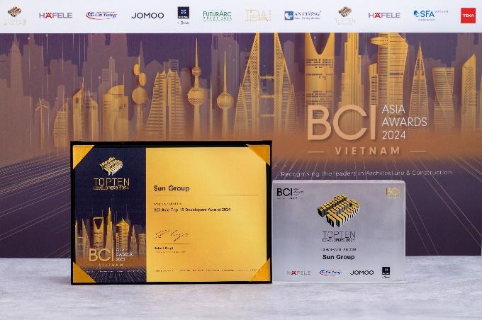 Sun Group tiếp tục được xướng tên “Top 10 chủ đầu tư hàng đầu Việt Nam” tại BCI Asia Awards 2024