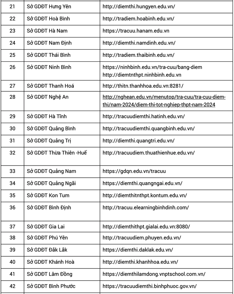 Địa chỉ tra điểm thi tốt nghiệp THPT 2024 của các Sở Giáo dục và Đào tạo ảnh 2