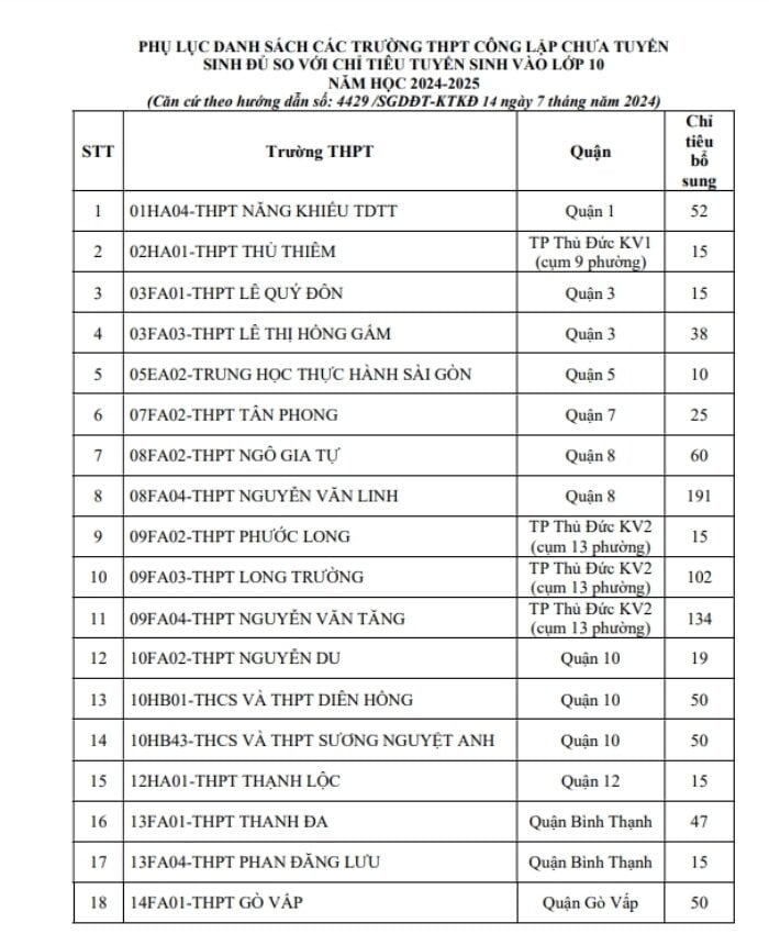 TP.HCM tuyển bổ sung hơn 2.200 chỉ tiêu lớp 10 công lập - 1