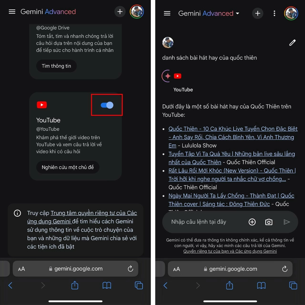 Cách tìm kiếm bài hát YouTube trong ứng dụng Gemini dễ dàng nhất