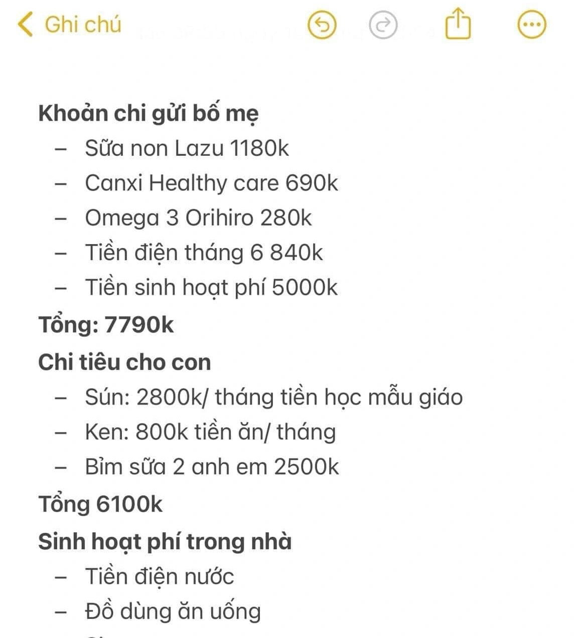 Danh sách các khoản chi tiêu của gia đình, mua sắm gửi về nhà chồng khiến Nhan Chiêu thấy áp lực