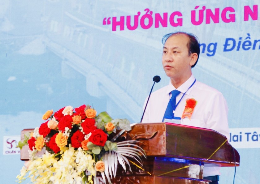 Ông Nguyễn Trung Nghĩa – Chủ tịch UBND huyện Phong Điền (TP Cần Thơ) phát biểu khai mạc Ngày hội Du lịch sinh thái Phong Điền lần thứ XI năm 2024.